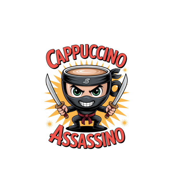 Cappuccino Assasino model alb pe tricou