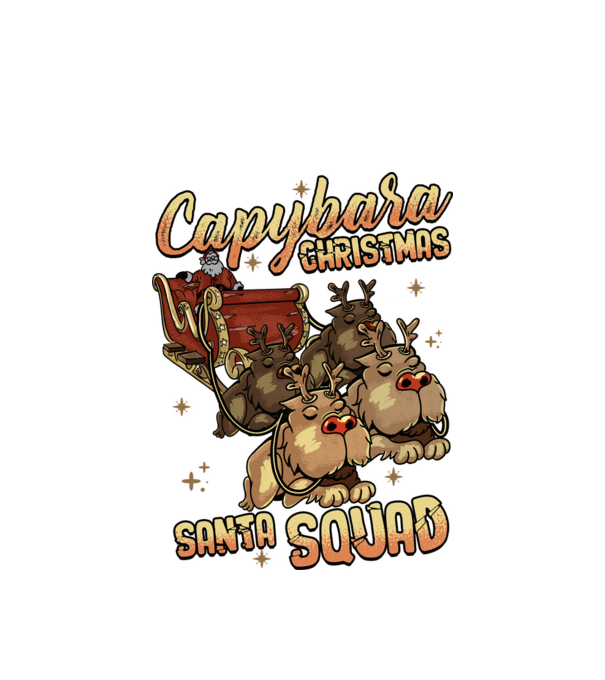Capybara christmas santa squad model alb pe tricou