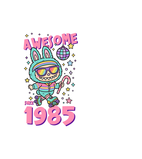 Awesome since 1985 - Labubu model alb pe tricou