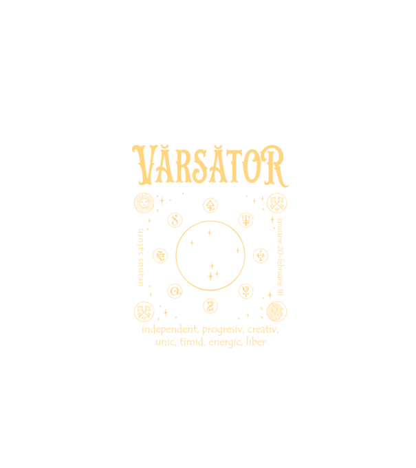 Zodiac bărbat VĂRSĂTOR golden model negru pe tricou