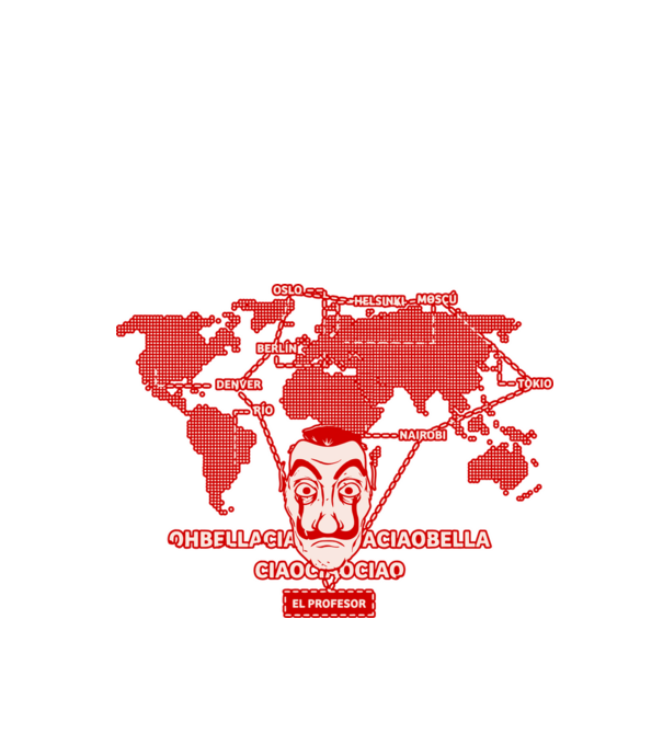 la casa de papel map model negru pe tricou