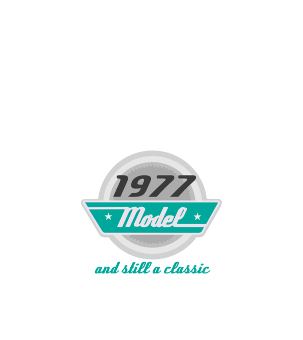 Model and still a classic - 1977 model albastru închis pe tricou