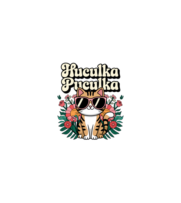 Huculka Puculka pisică 3 model alb pe tricou