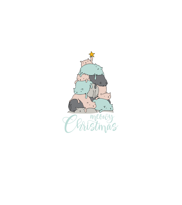 Meowy Christmas model negru pe tricou