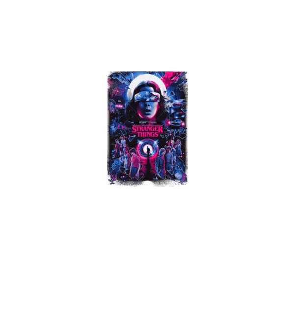 stranger things poster neon model negru pe tricou
