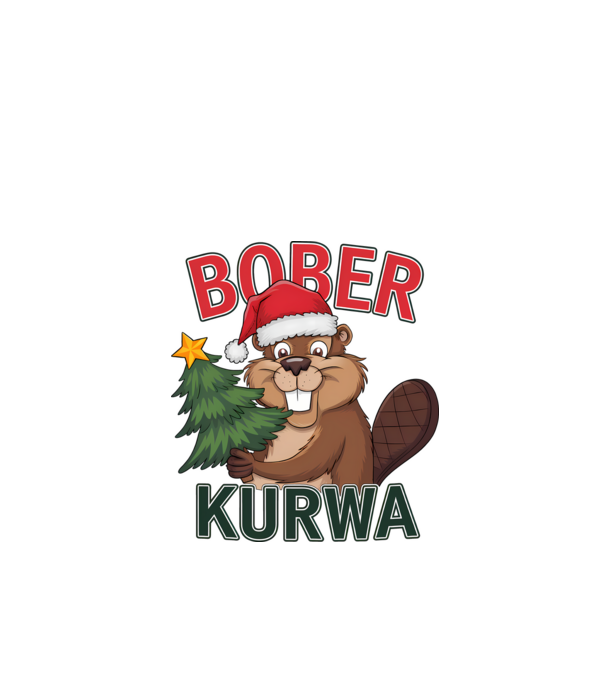 Bober kurwa Christmas model alb pe tricou