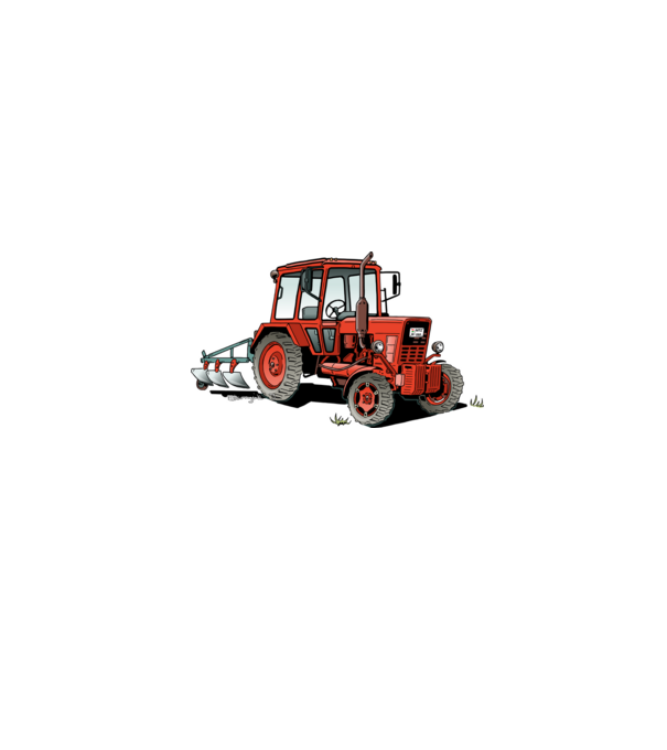 TRACTOR model alb pe tricou