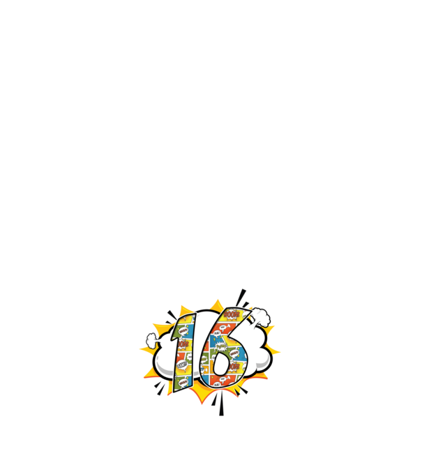 Birthday Comic Number 16 model negru pe tricou