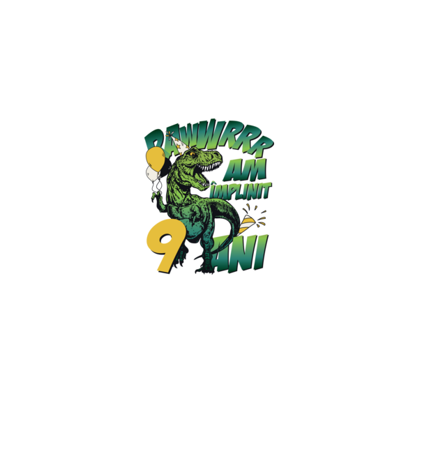Rawr Am împlinit 9 ani model alb pe tricou
