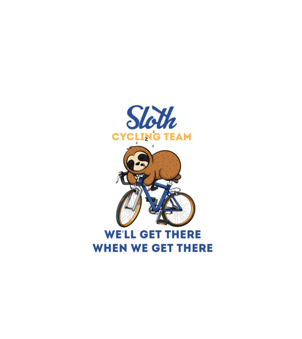 Sloth cycling team model alb pe tricou