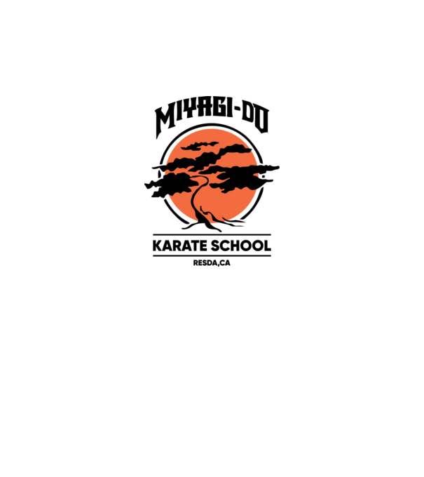 Miyagi-do karate school model alb pe tricou