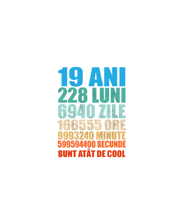 De 19 ani - luni - zile - ore - minute - secunde - sunt atât de cool model negru pe tricou