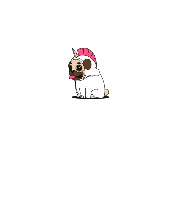 Pug Unicorn model gri pe tricou