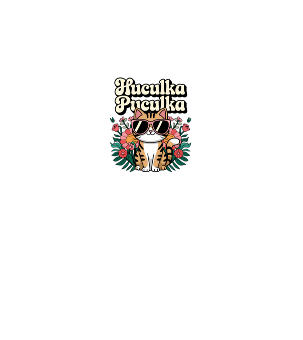 Huculka Puculka pisică 3 model alb pe tricou