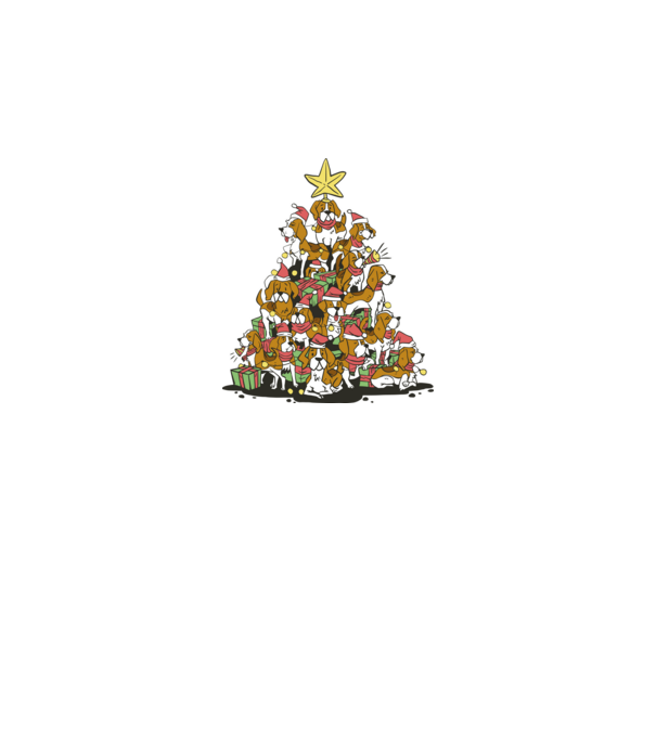 beagle christmas tree model negru pe tricou