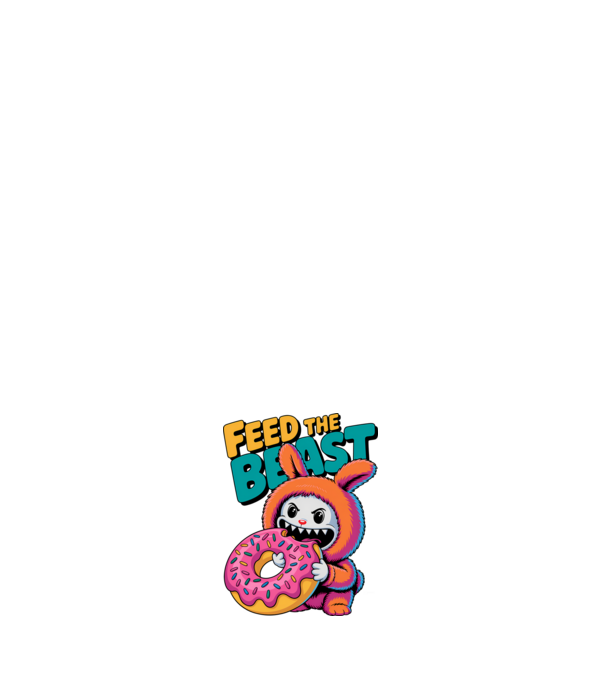Feed the beast model alb pe tricou