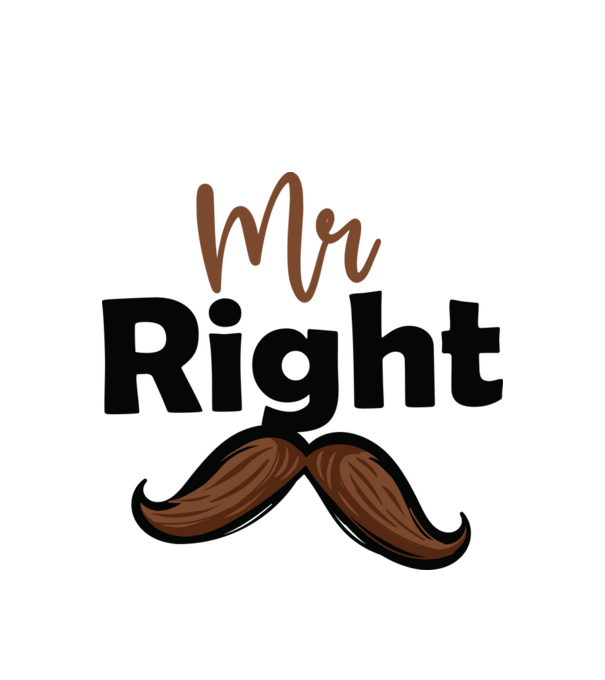 Mr right model alb pe tricou