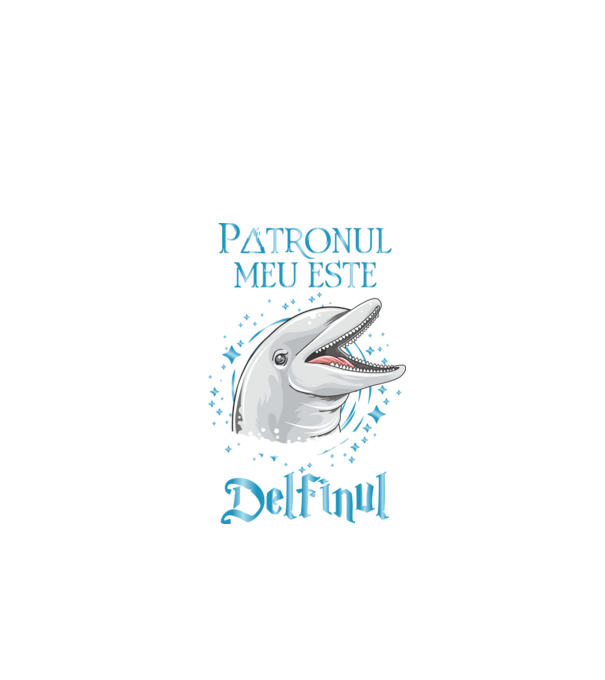 Patronul meu este DELFINUL model negru pe tricou