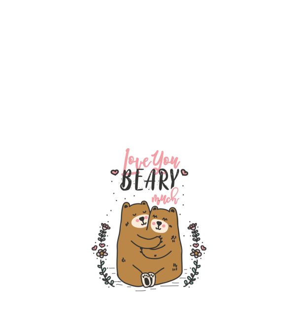 LoveU BEARY much model alb pe tricou