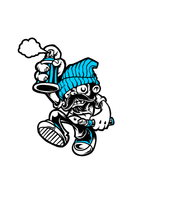Graffiti model albastru deschis pe tricou