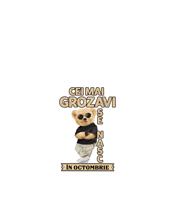 Teddy cel cool octombrie model negru pe tricou