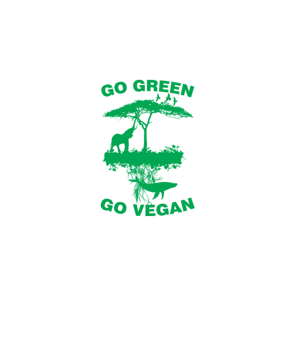 go green go vegan model negru pe tricou