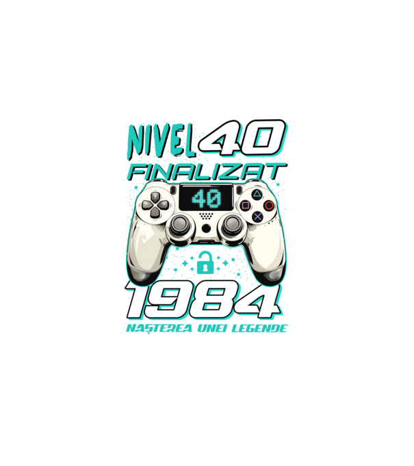 Nivel finalizat 40 1985 model negru pe tricou