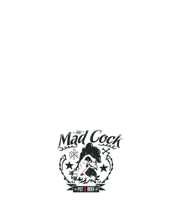 The Mad Cock model negru pe tricou