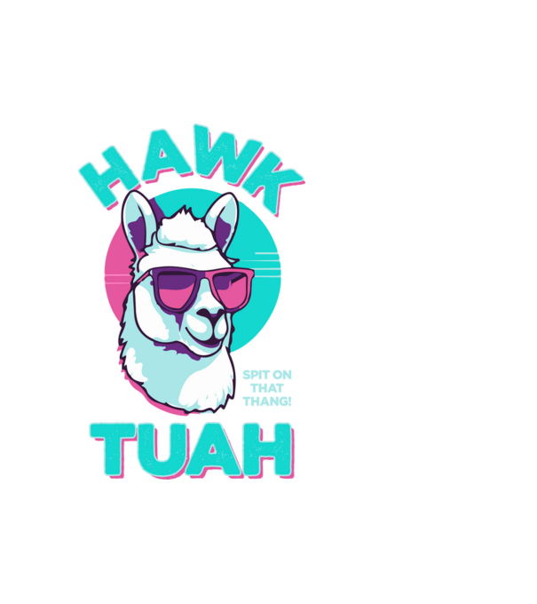 Hawk tuah llama retro sunglasses model alb pe tricou