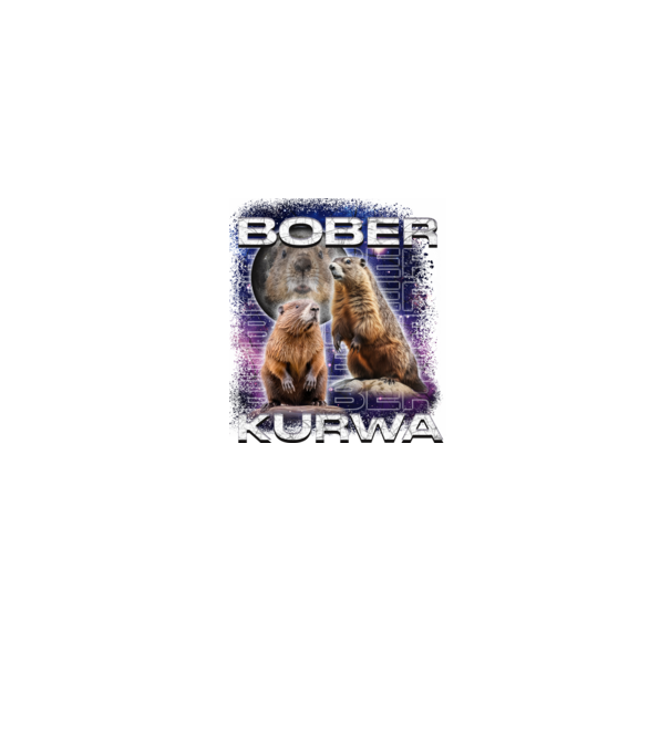 Bóber Kurwa universe model albastru jeanși pe tricou