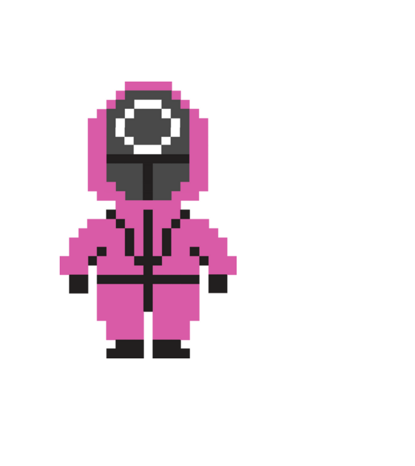 squid game pixel model negru pe tricou