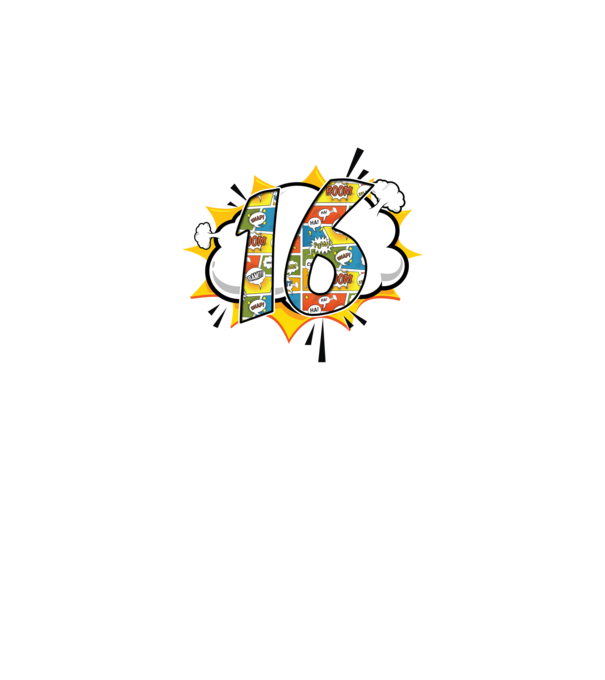 Birthday Comic Number 16 model bordo pe tricou