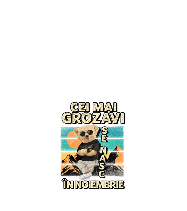 RETRO teddy NOIEMBRIE model alb pe tricou