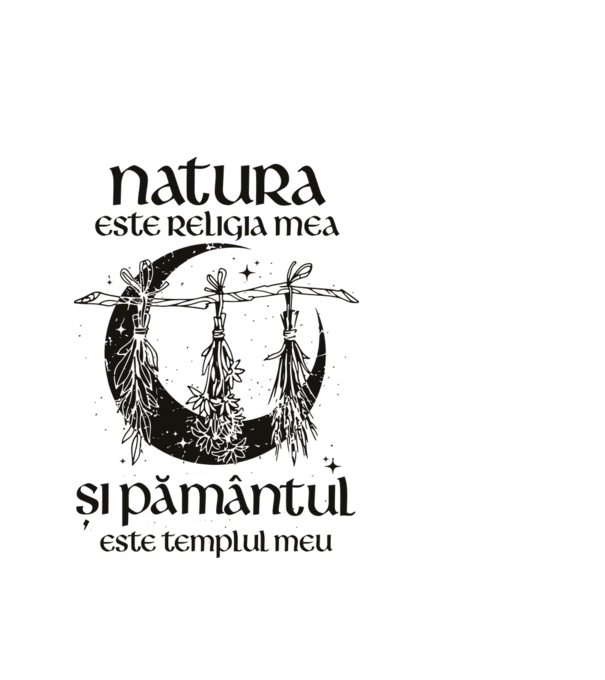Natura este religia mea model alb pe tricou