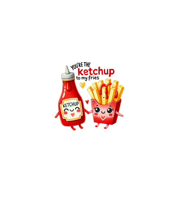 Ketchup to my Fries model alb pe tricou
