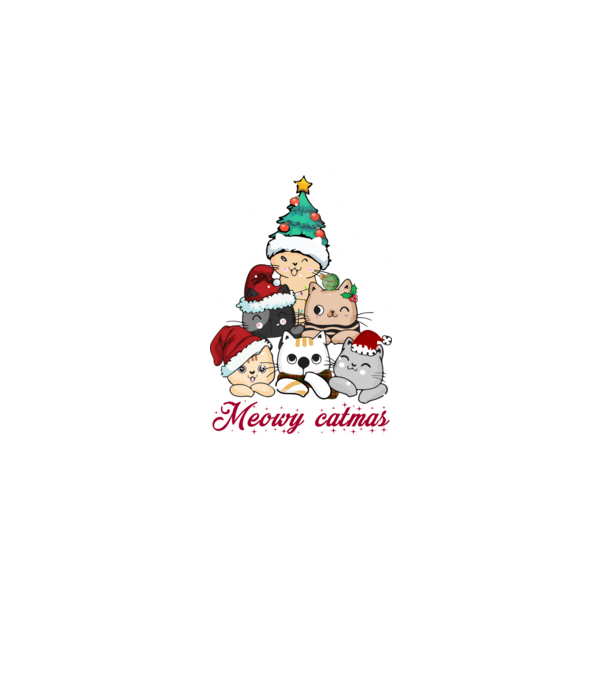 Meowy catmas model alb pe tricou