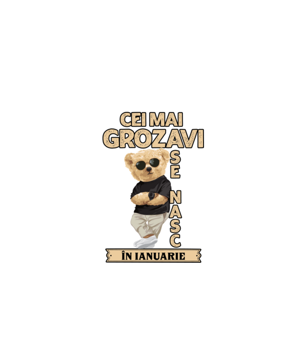 Teddy cel cool ianuarie model negru pe tricou