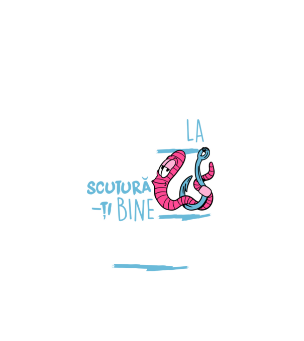 Secretul la pescuit scutură-ți bine viermele model negru pe tricou