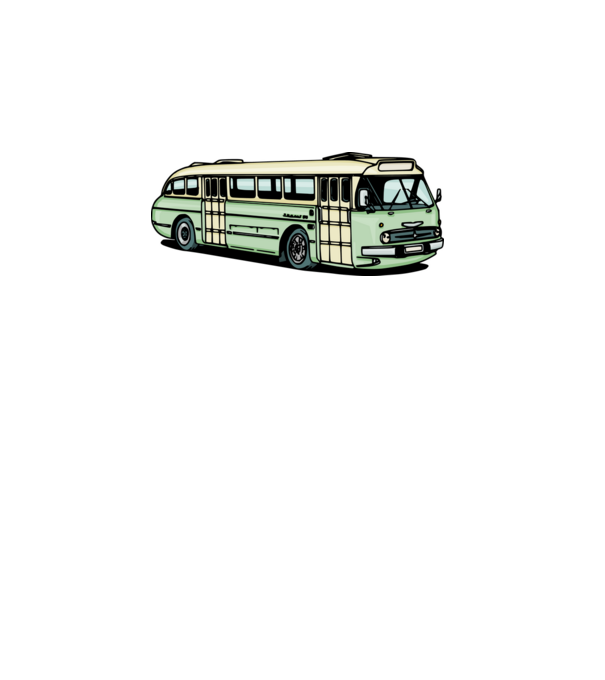 Autobuze model alb pe tricou