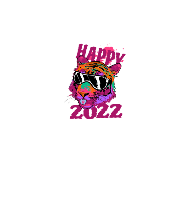 Happy 2022 tiger model alb pe tricou