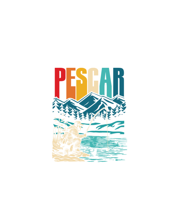Pescar retro model negru pe tricou