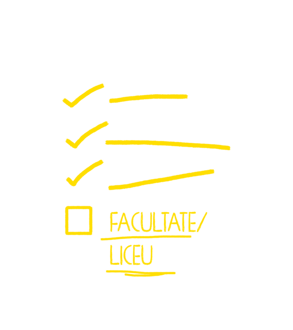 Cheklist educație - Gimnaziu negru model alb pe tricou