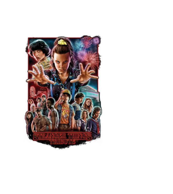 stranger things tribute poster model negru pe tricou
