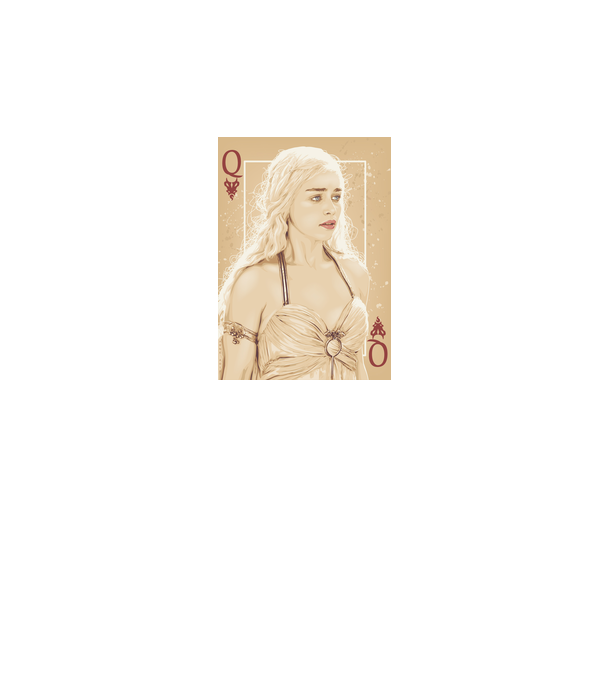 Queen Card model alb pe tricou