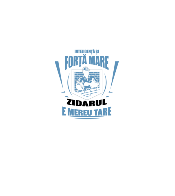 Inteligență și forță mare, zidarul e mereu tare model negru pe tricou