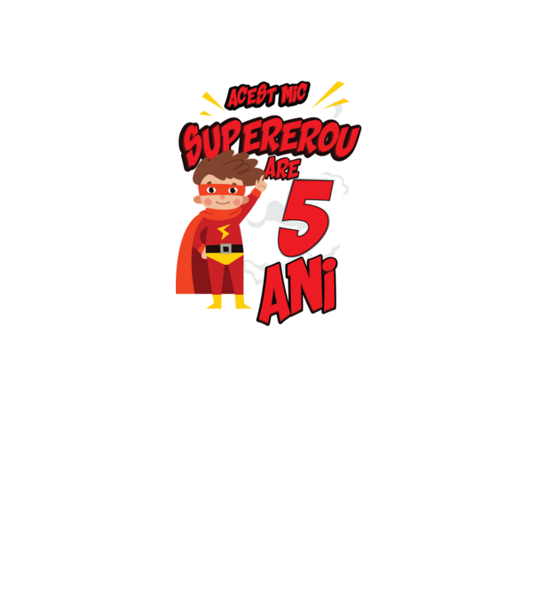 Acest mic supererou are 5 ani model negru pe tricou