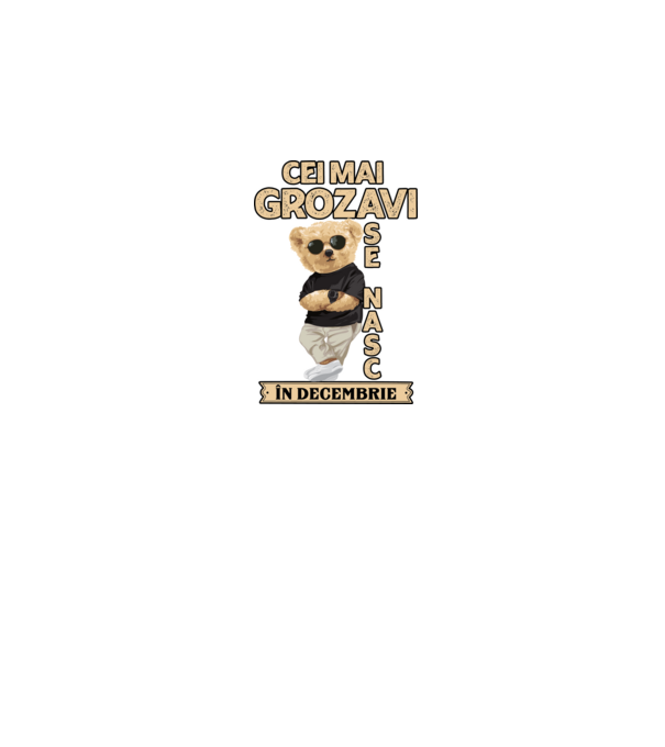 Teddy cel cool decembrie model negru pe tricou