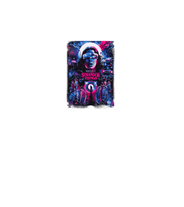 stranger things poster neon model turcoaz pe tricou