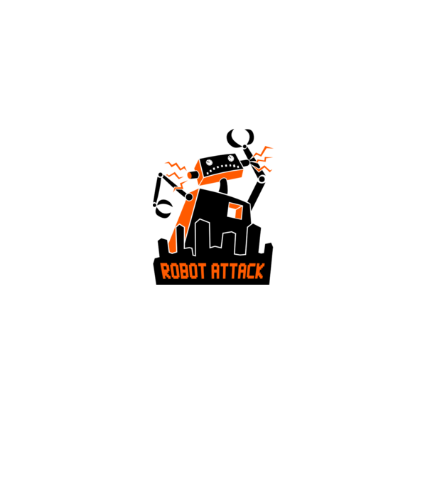 Robot Attack model alb pe tricou