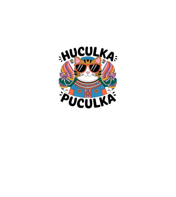 Huculka Puculka pisică 3 model alb pe tricou